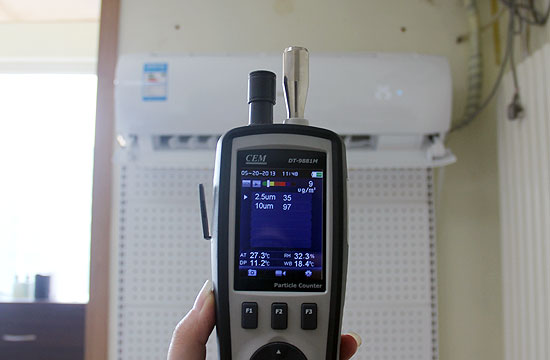 開啟空調后室內空氣質量讀數(shù)